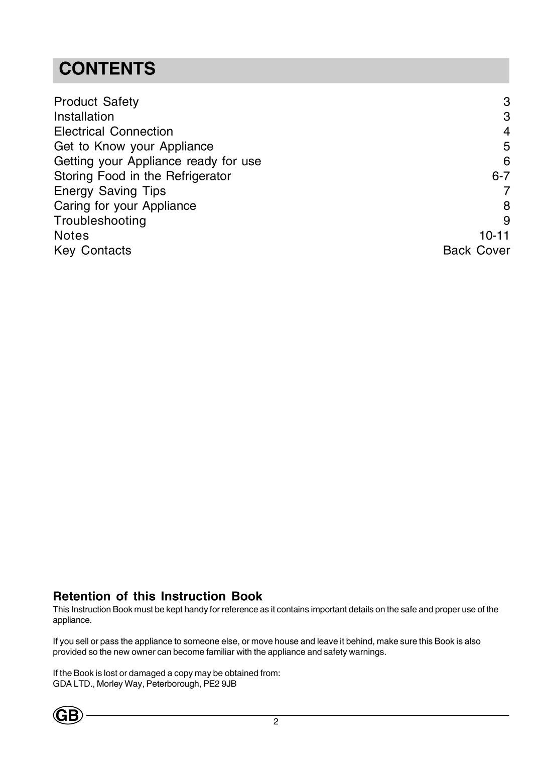 Creda CUL16G manual Contents 