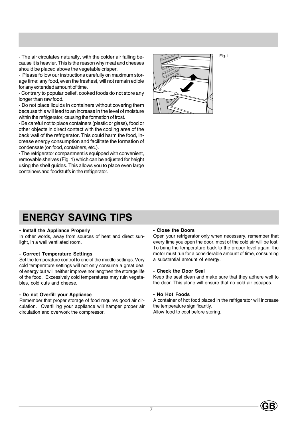 Creda CUL16G manual Energy Saving Tips 