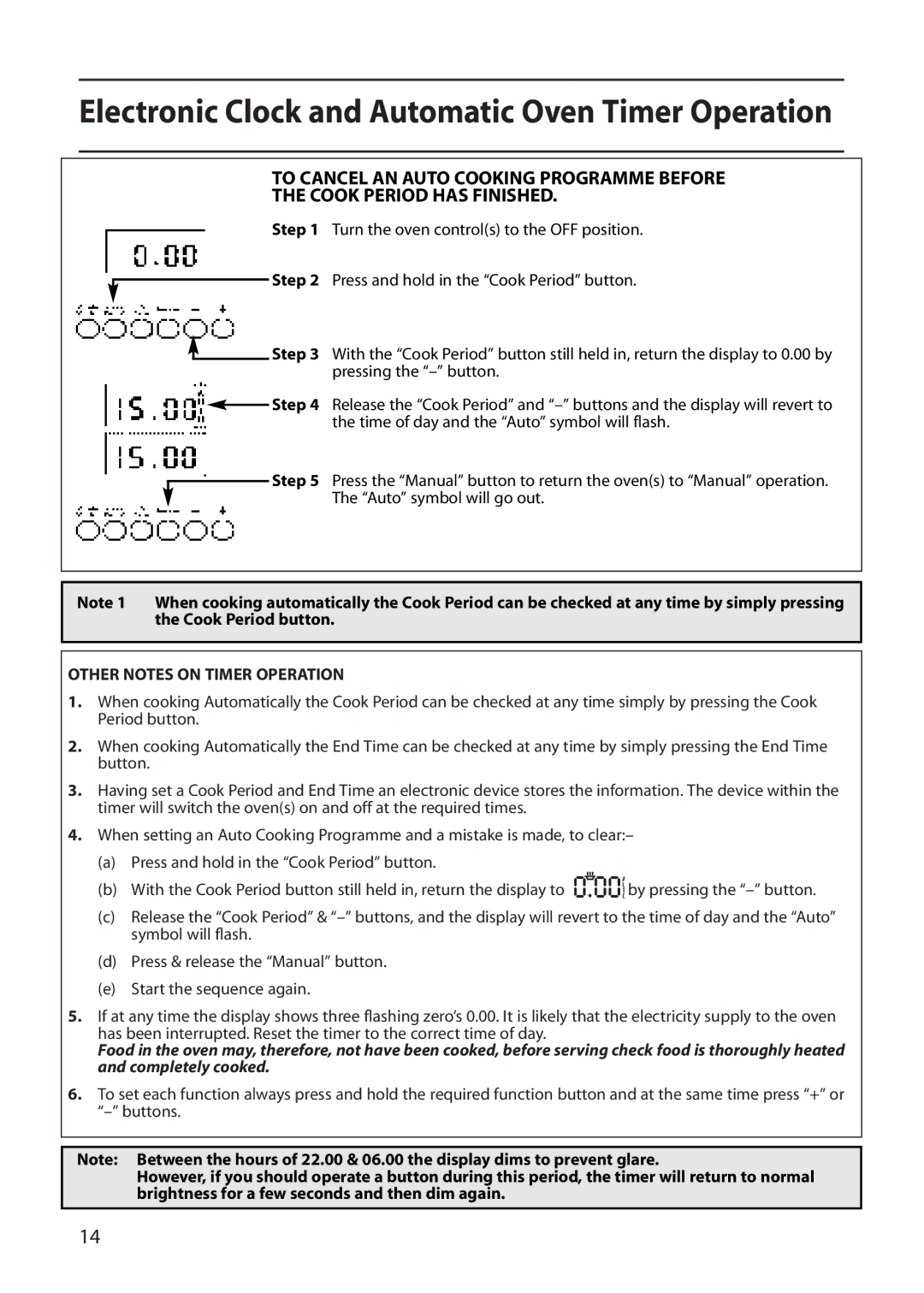 Creda E530E/R530E manual Other Notes on Timer Operation 