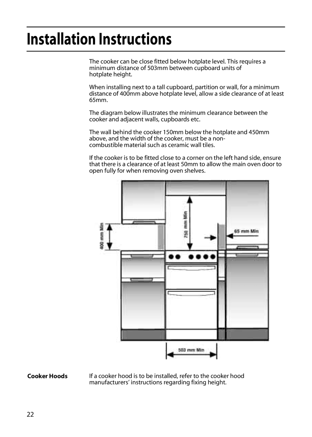 Creda GDW51 installation instructions Cooker Hoods 