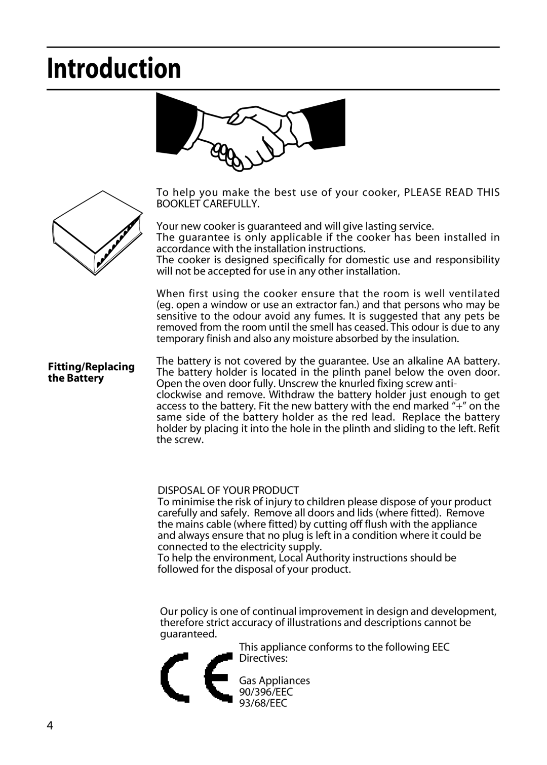 Creda GDW51 installation instructions Introduction, Fitting/Replacing the Battery 