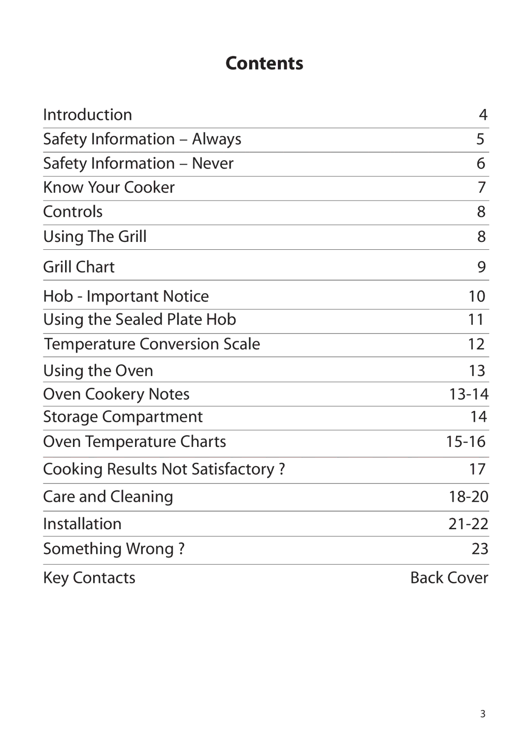 Creda H050E manual Contents 