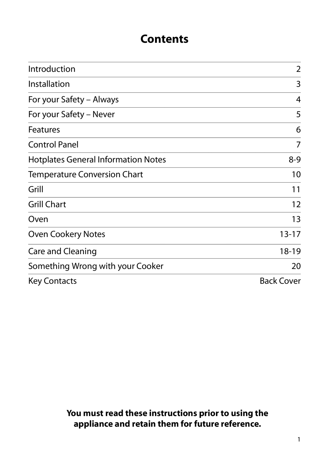 Creda H151E manual Contents 