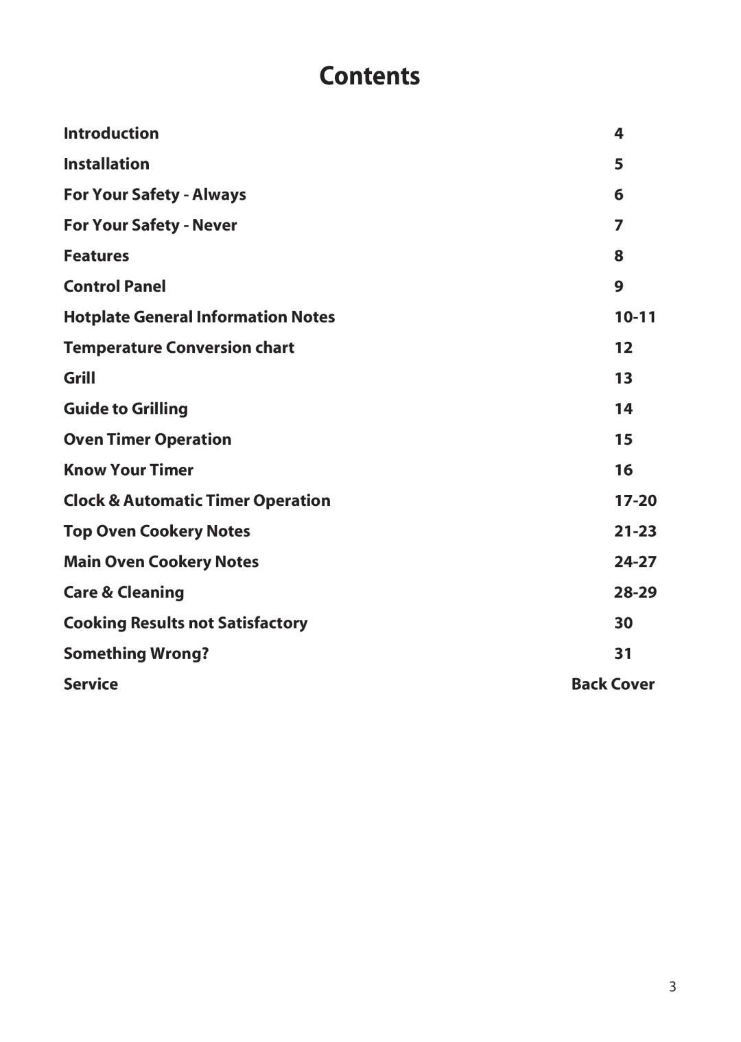 Creda H250E manual Contents 