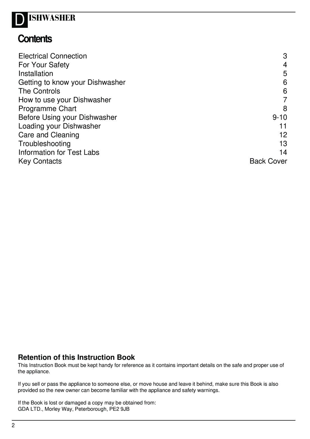 Creda IDV60 manual Contents 