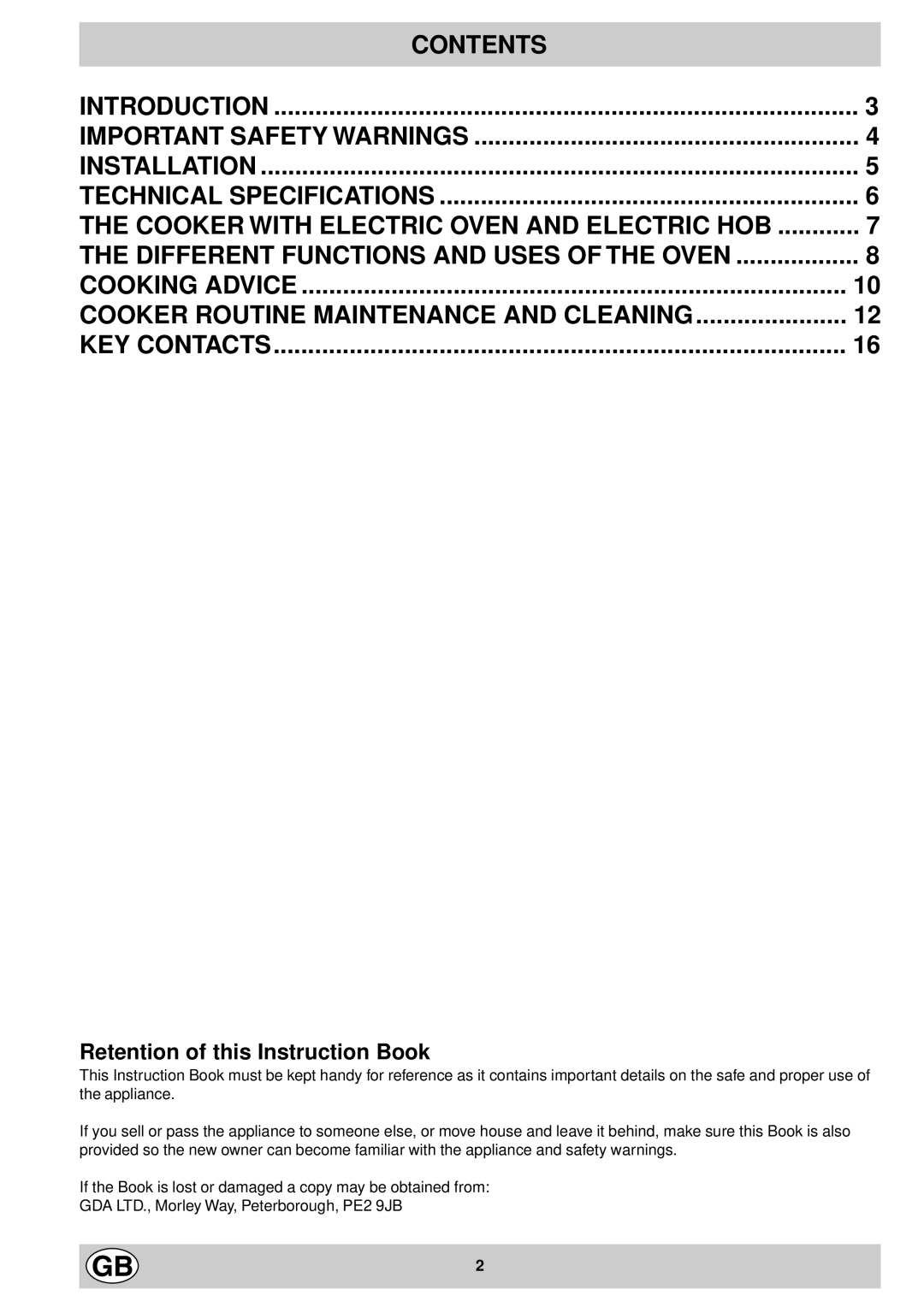 Creda J052E manual Contents 