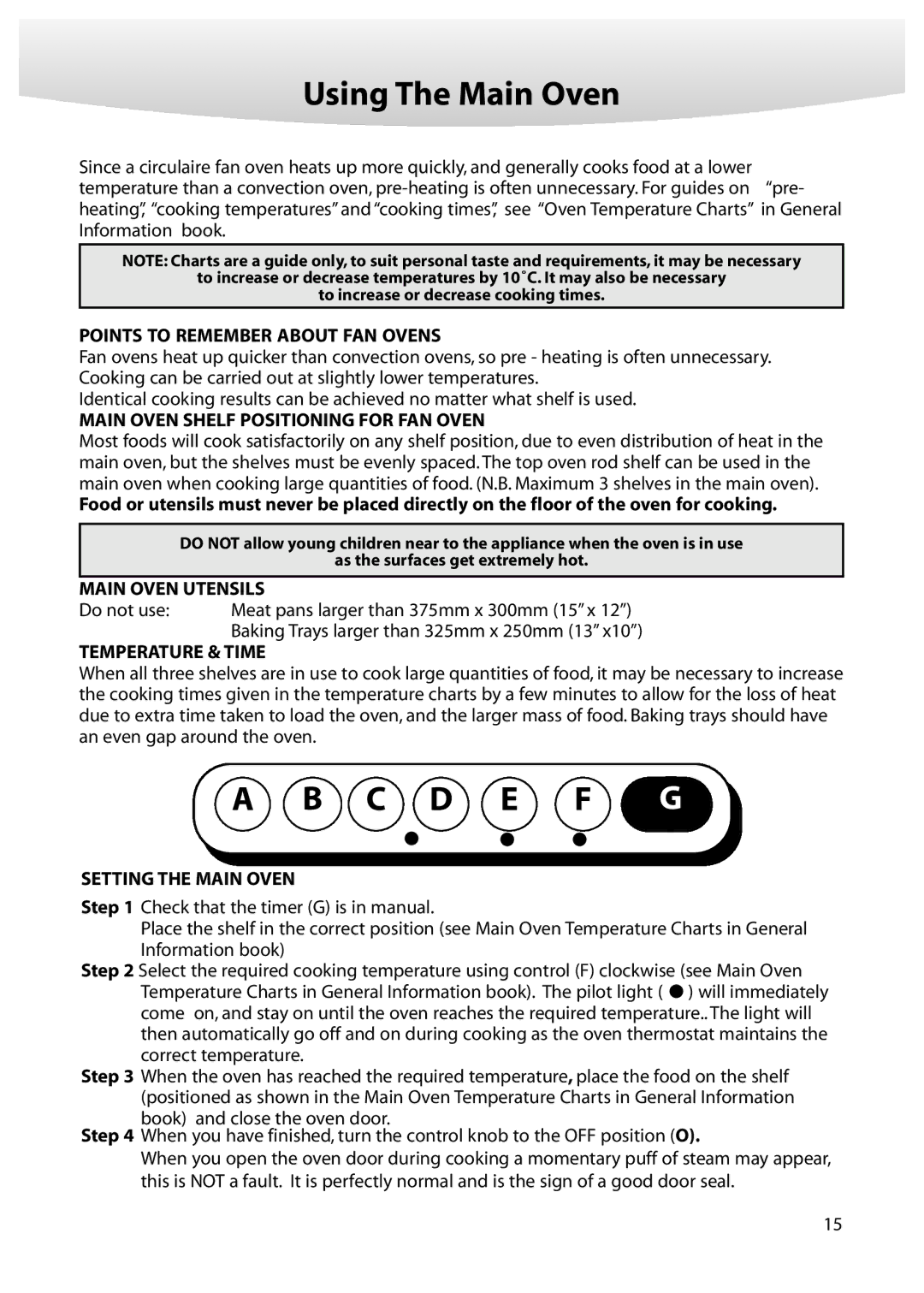 Creda M152E manual Using The Main Oven 