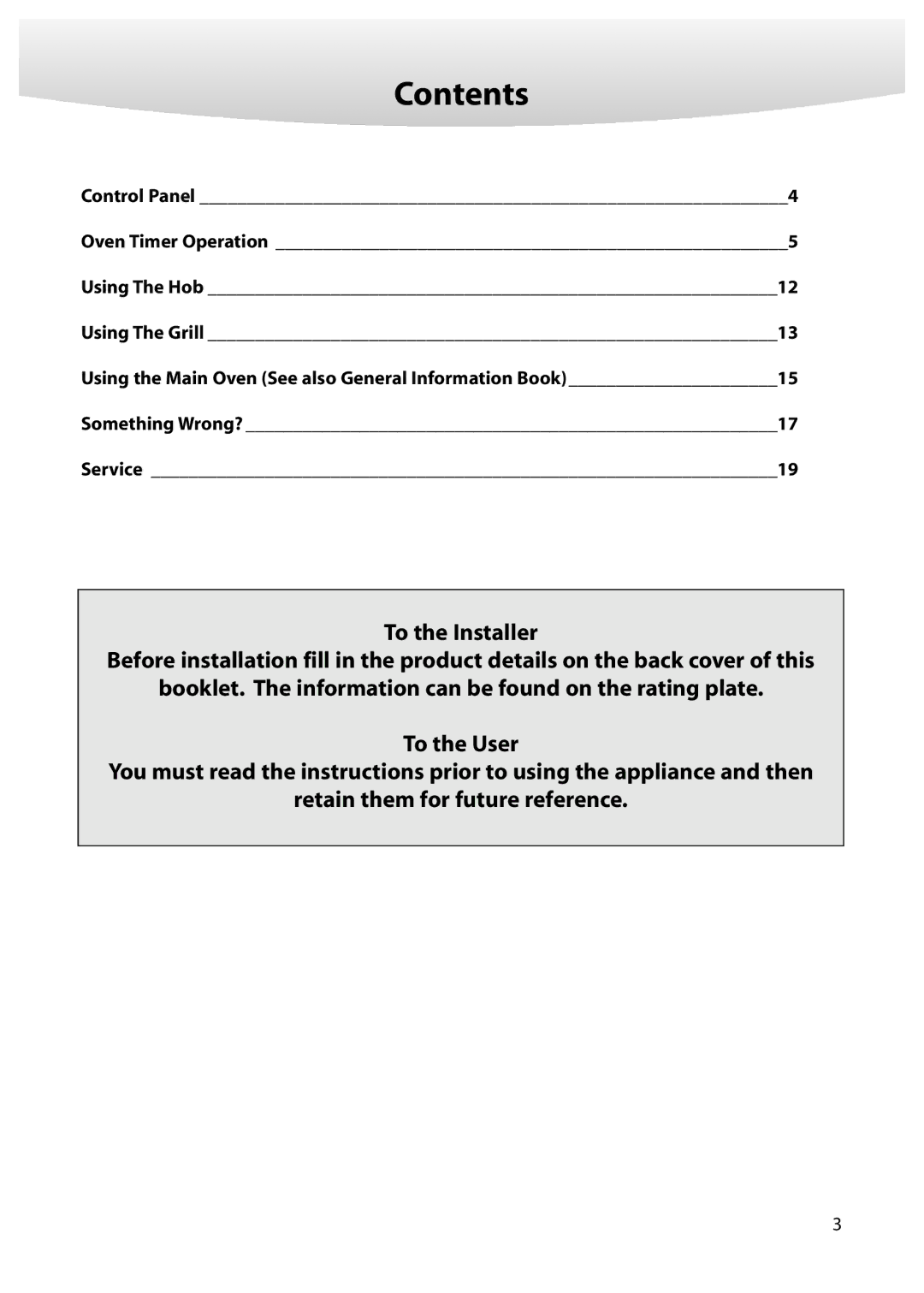 Creda M152E manual Contents 