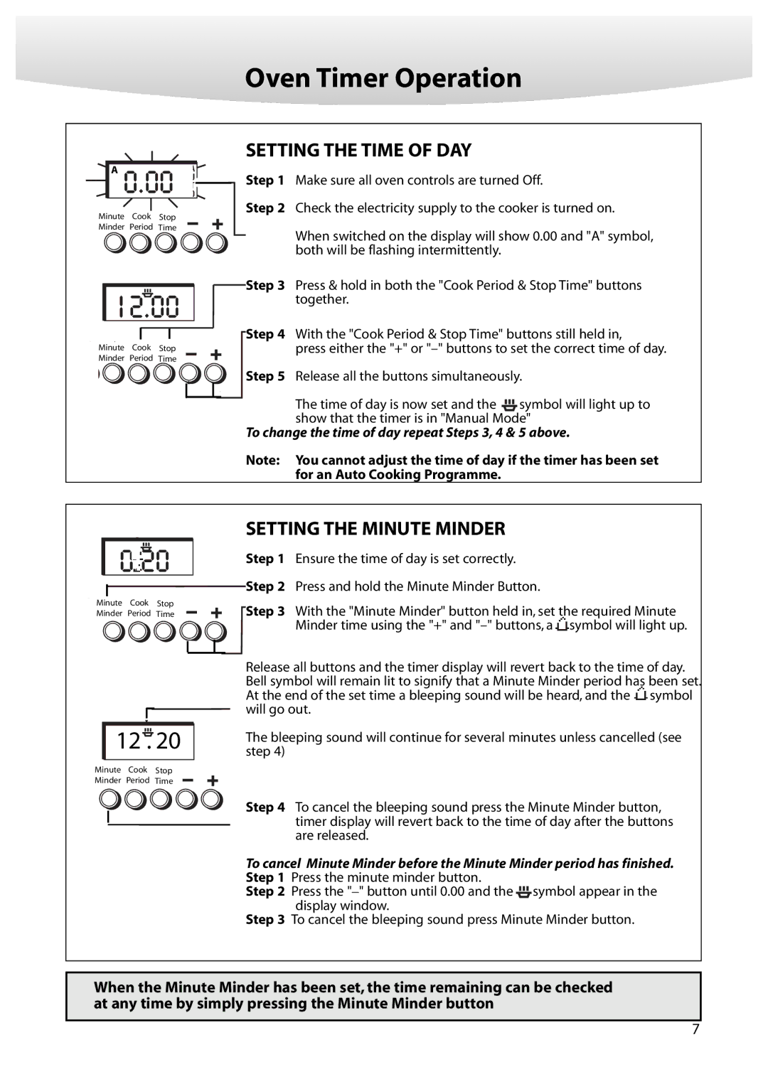 Creda M152E manual Setting the Time of DAY 