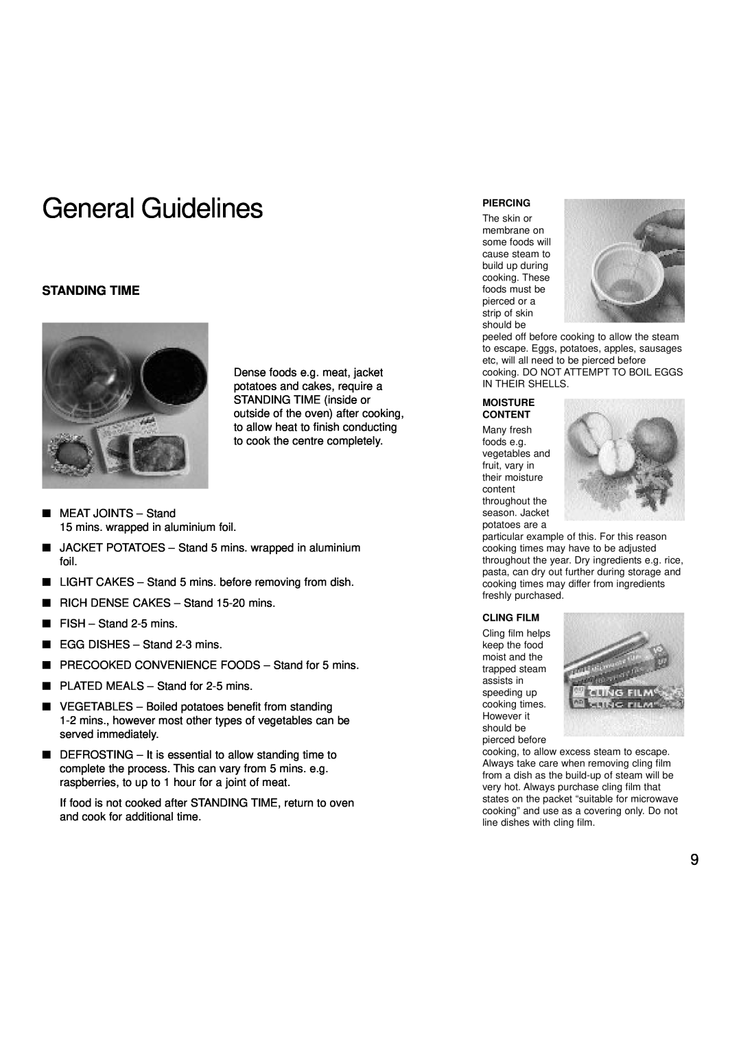 Creda MBO55 manual General Guidelines, Standing Time 