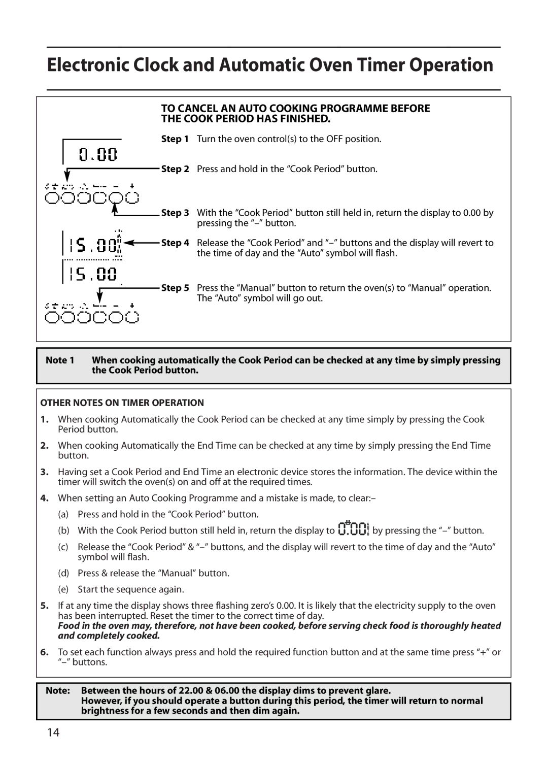 Creda R420E, E420E manual Other Notes on Timer Operation 