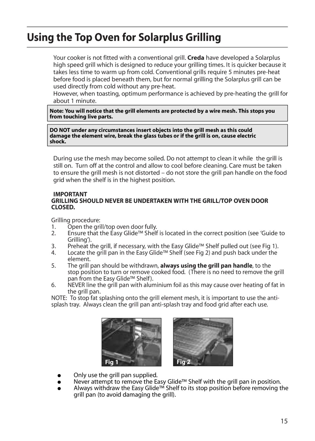 Creda E420E, R420E manual Using the Top Oven for Solarplus Grilling 