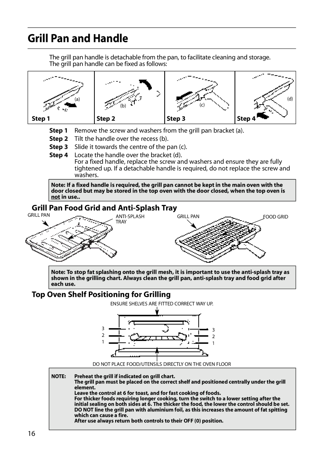 Creda R420E Grill Pan and Handle, Grill Pan Food Grid and Anti-Splash Tray, Top Oven Shelf Positioning for Grilling, Step 