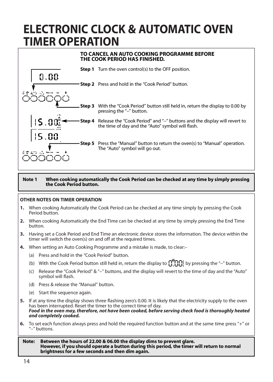 Creda REFLECTION manual Other Notes on Timer Operation 