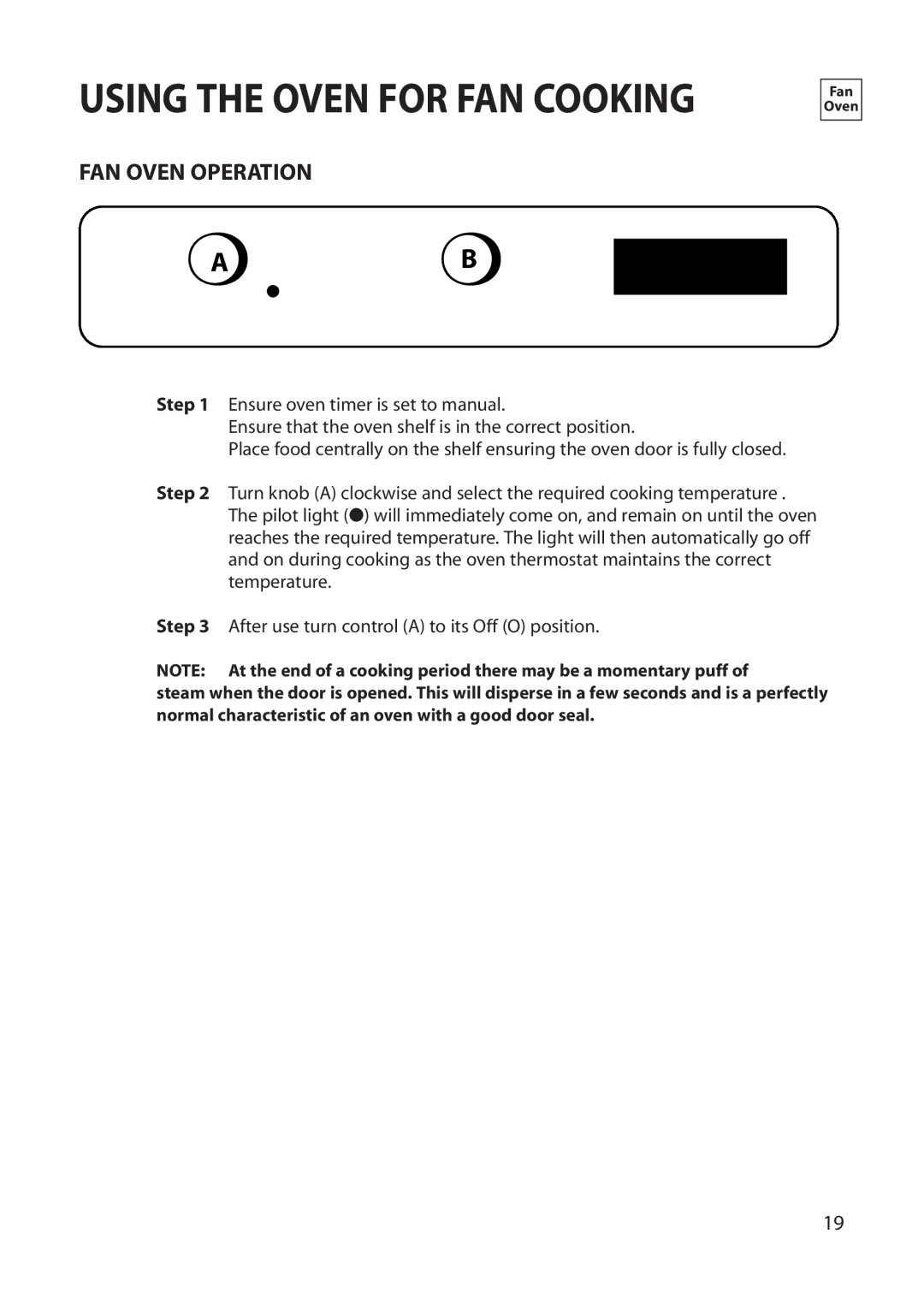 Creda REFLECTION manual FAN Oven Operation 