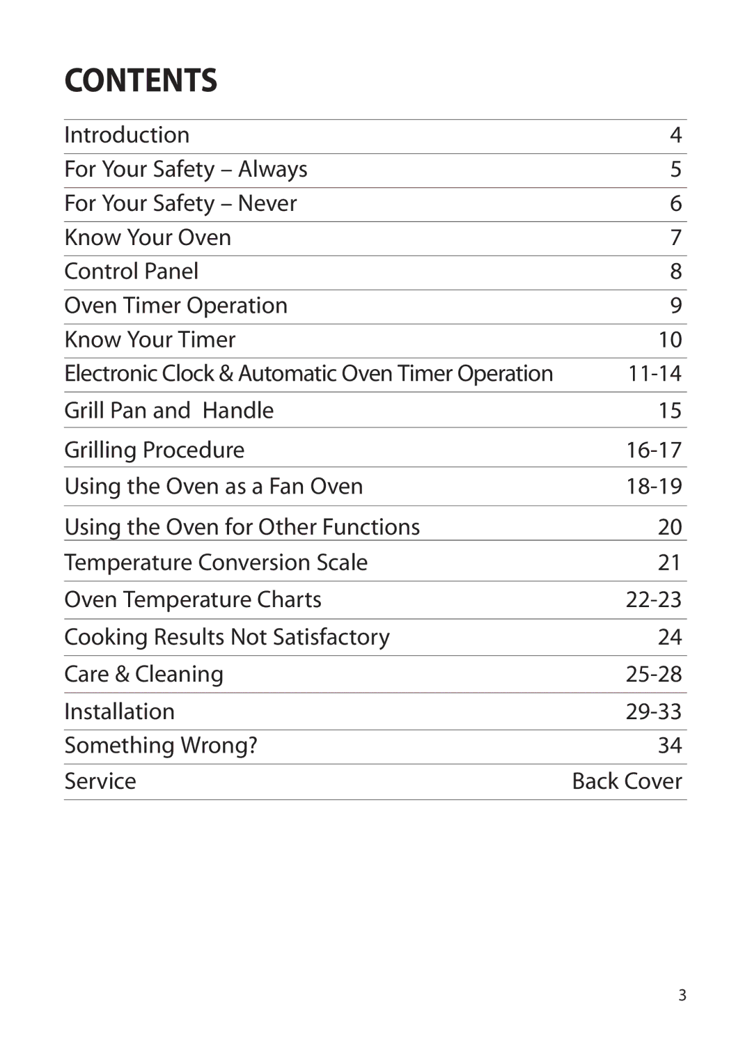 Creda REFLECTION manual Contents 