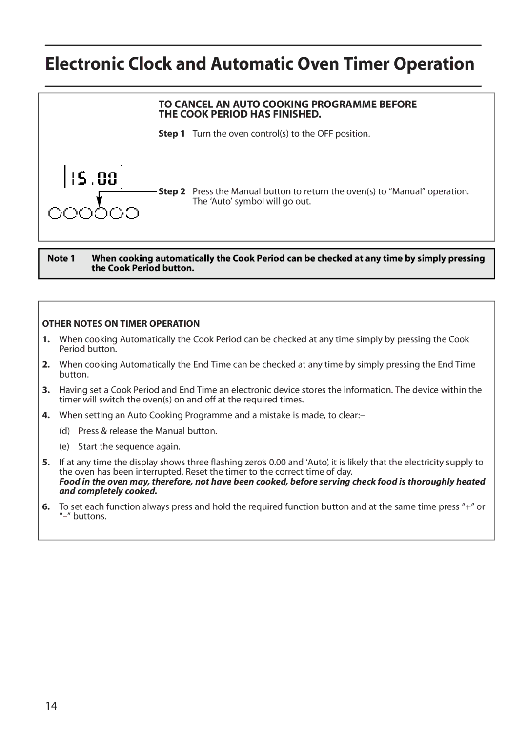 Creda S130E manual Other Notes on Timer Operation 