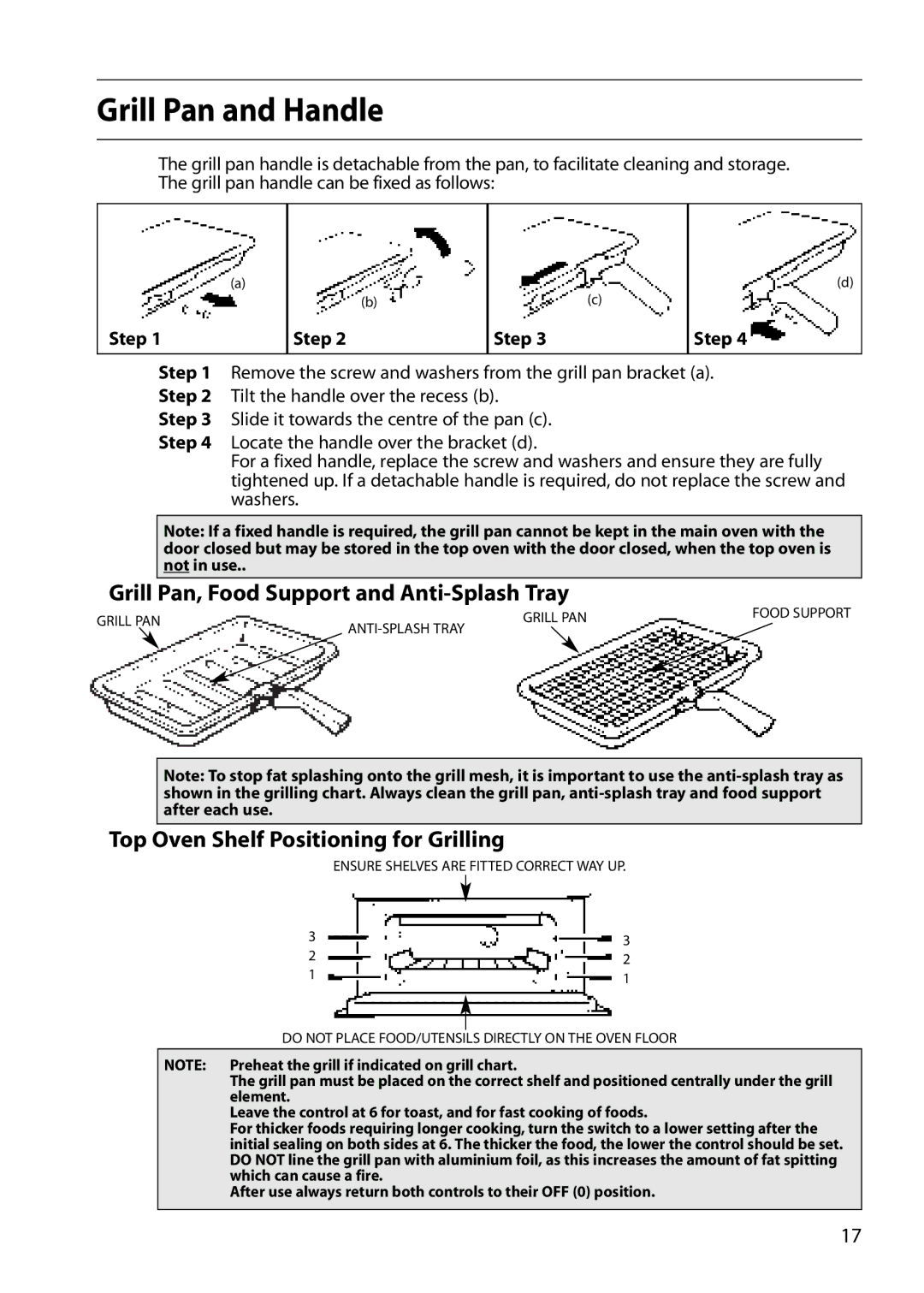 Creda S150E manual Grill Pan and Handle, Step 