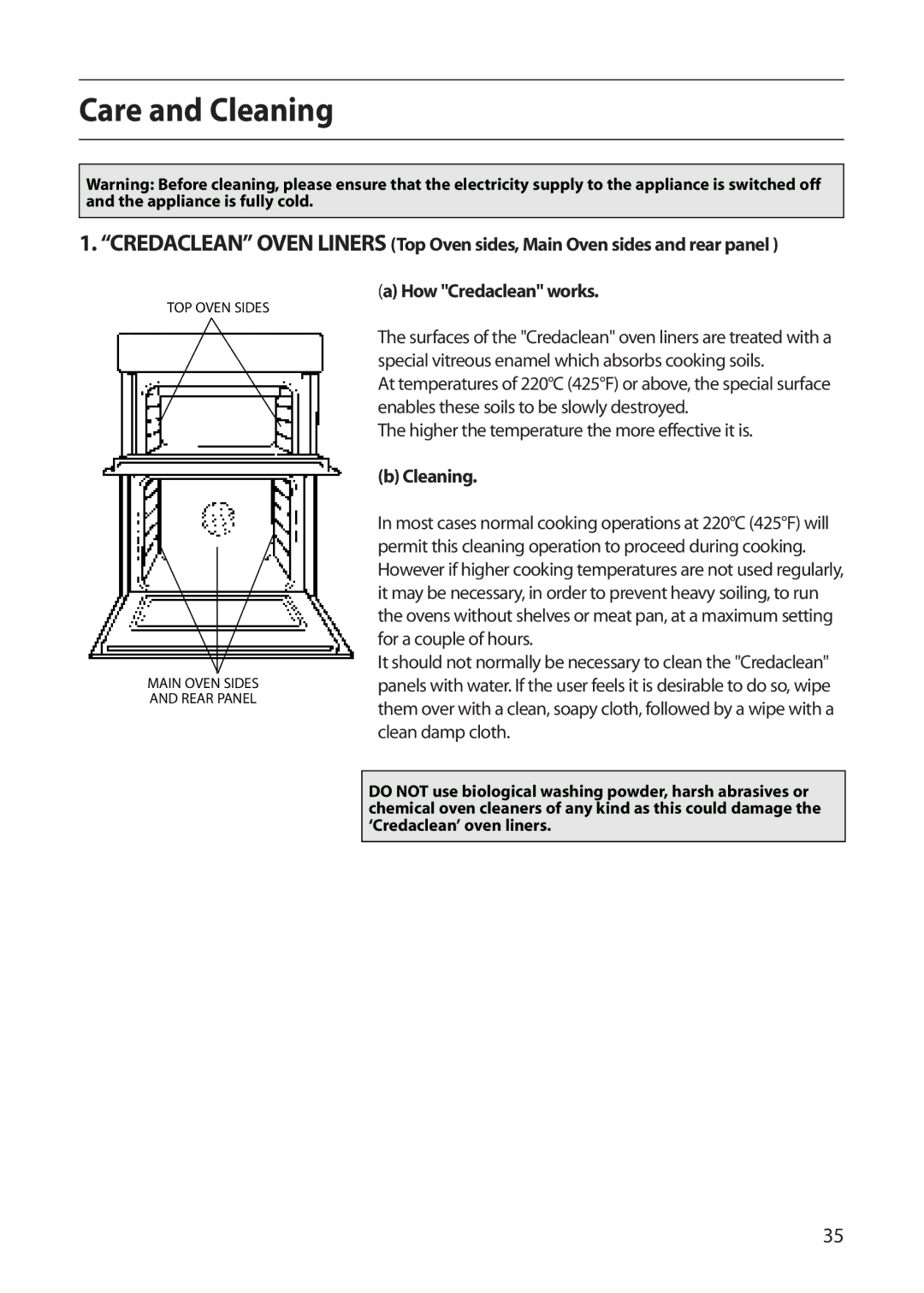 Creda S150E manual Care and Cleaning, Higher the temperature the more effective it is 