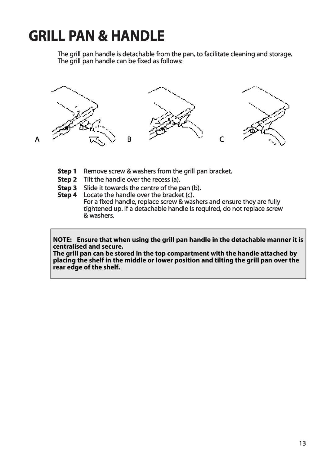 Creda S230G installation instructions Grill Pan & Handle 