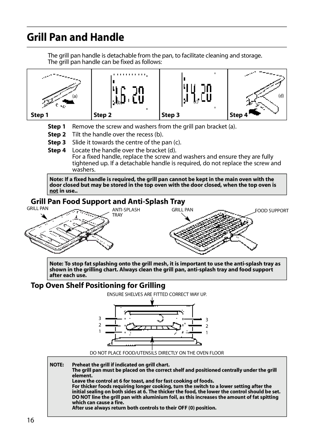 Creda S420E Grill Pan and Handle, Grill Pan Food Support and Anti-Splash Tray, Top Oven Shelf Positioning for Grilling 