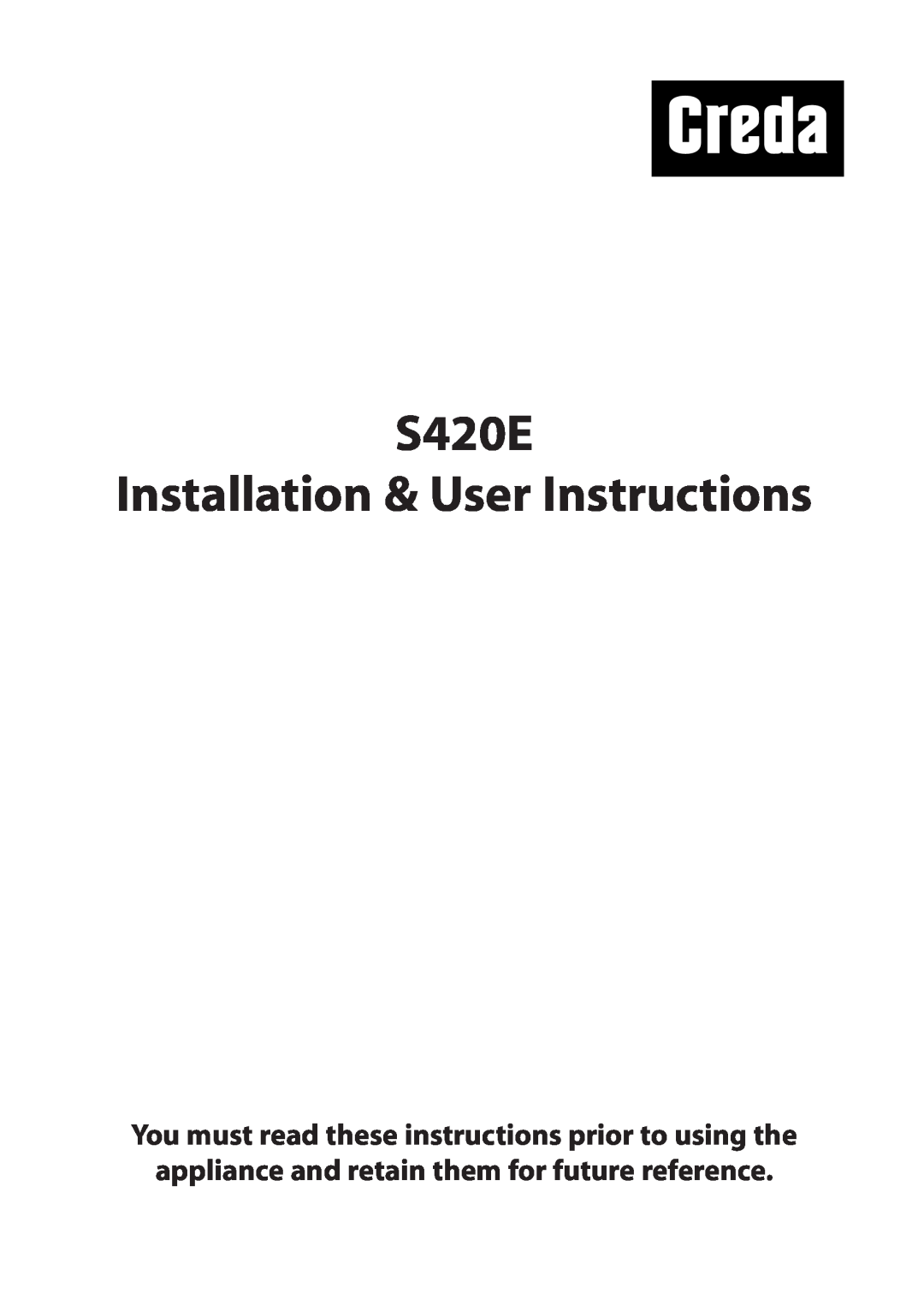 Creda manual S420E Installation & User Instructions 