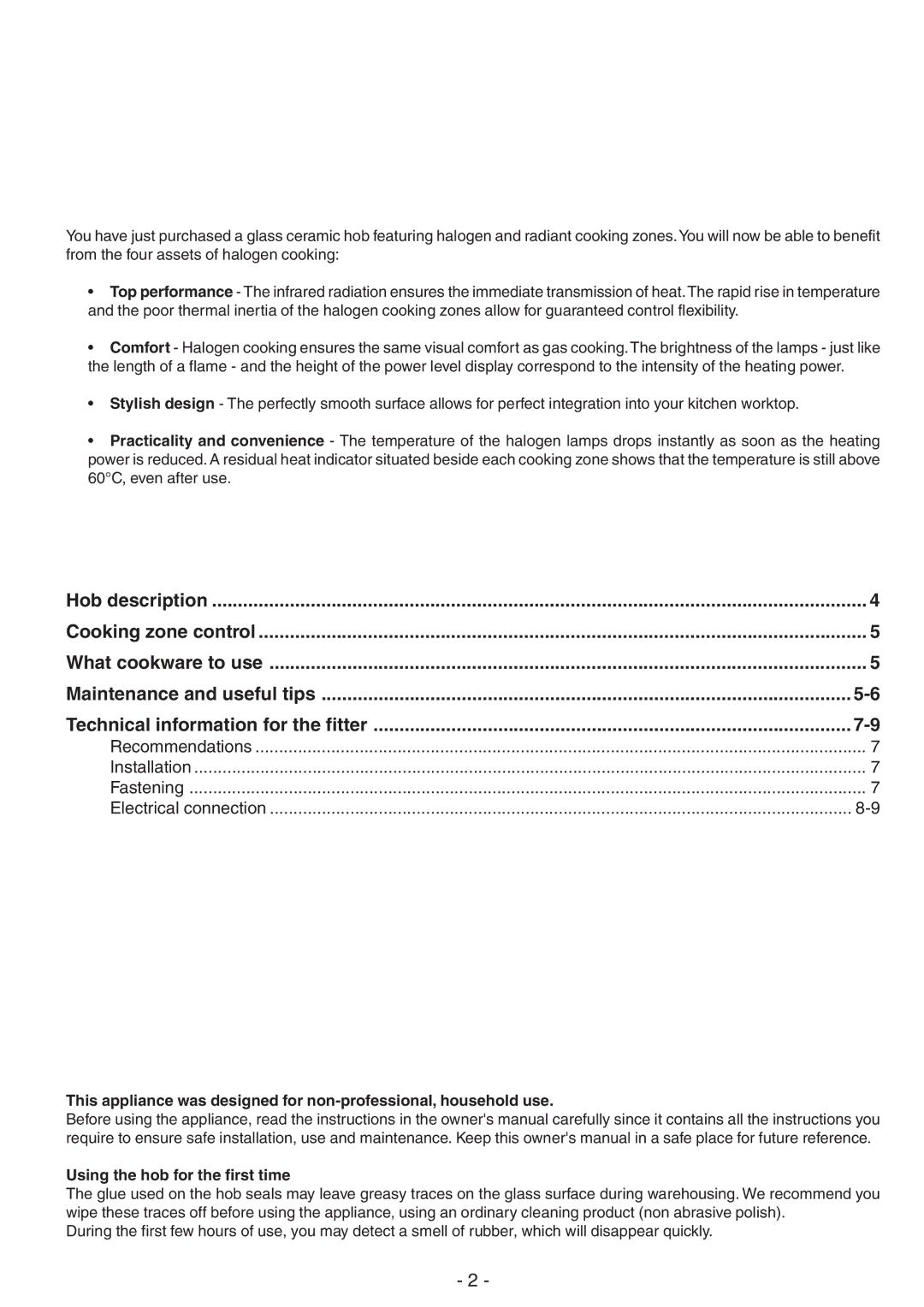 Creda S911E manual Recommendations Installation Fastening Electrical connection 