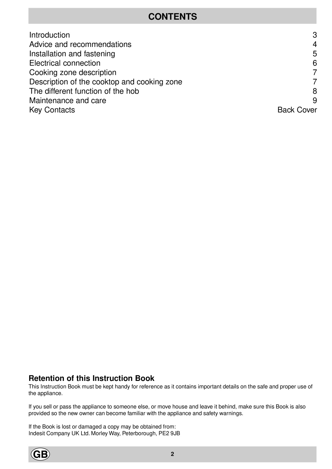 Creda S912E manual Contents 