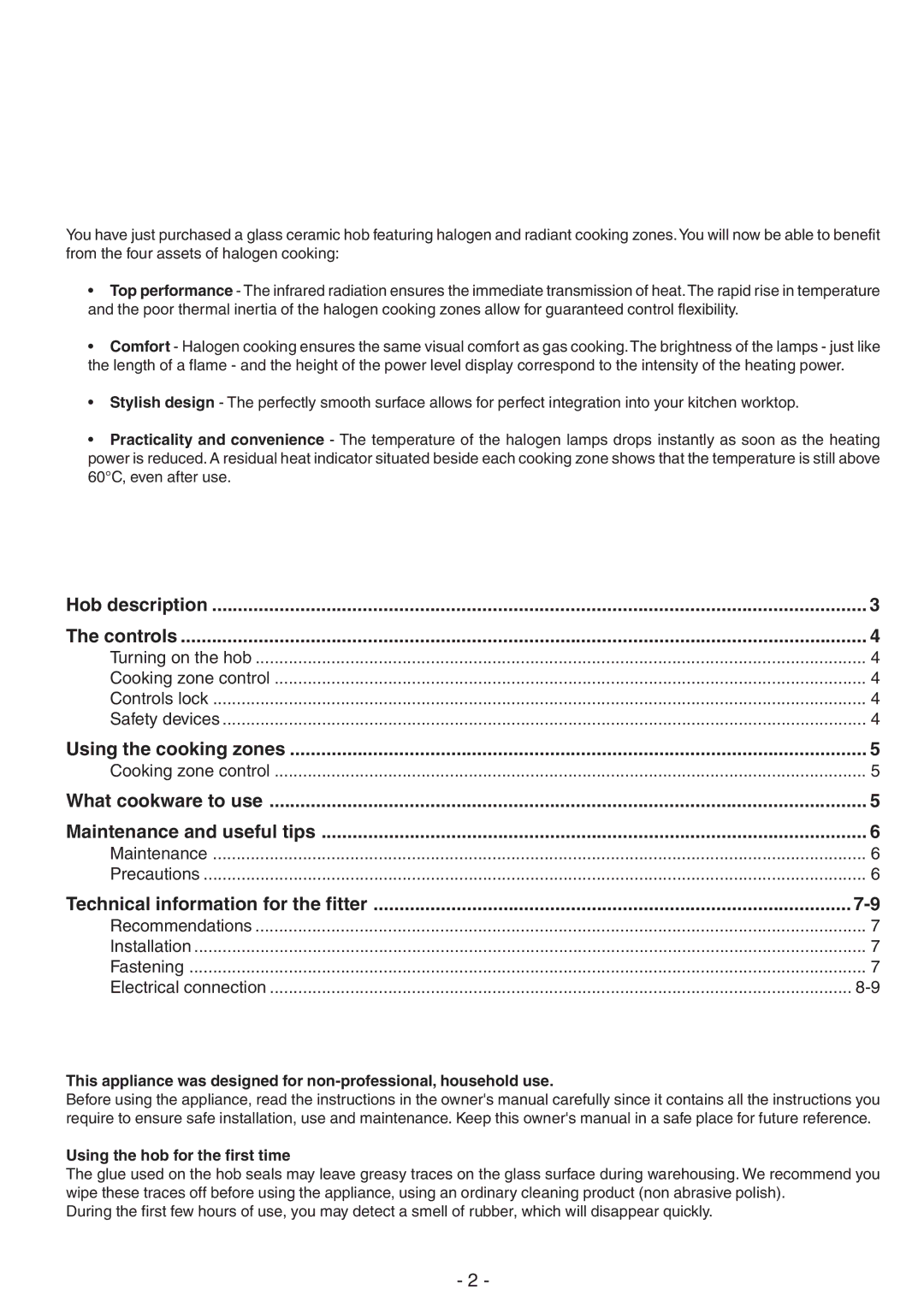 Creda S930E manual Hob description Controls 