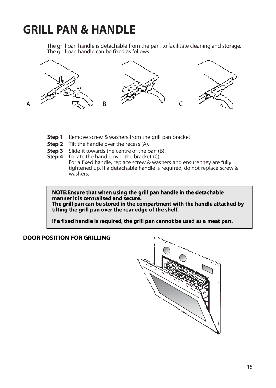 Creda Single Oven manual Grill PAN & Handle, Abc 