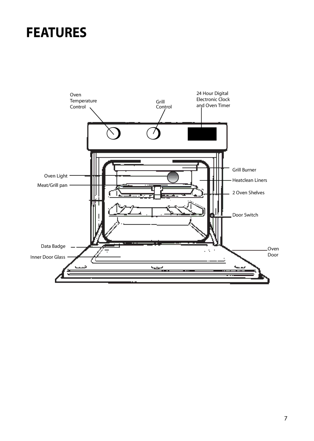 Creda Single Oven manual Features 