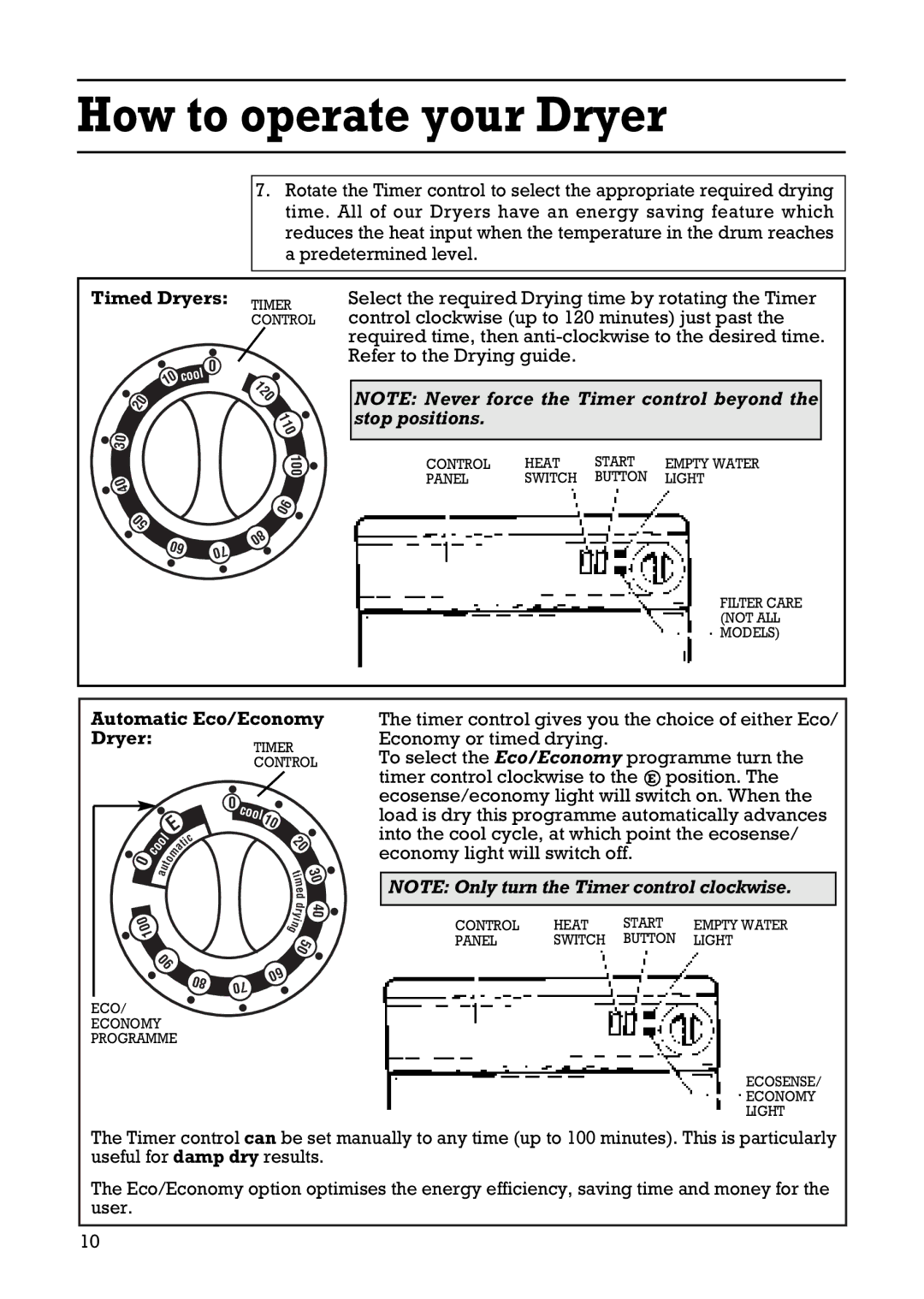 Creda Tumble Dryer manual 120 110, Automatic Eco/Economy Dryer 