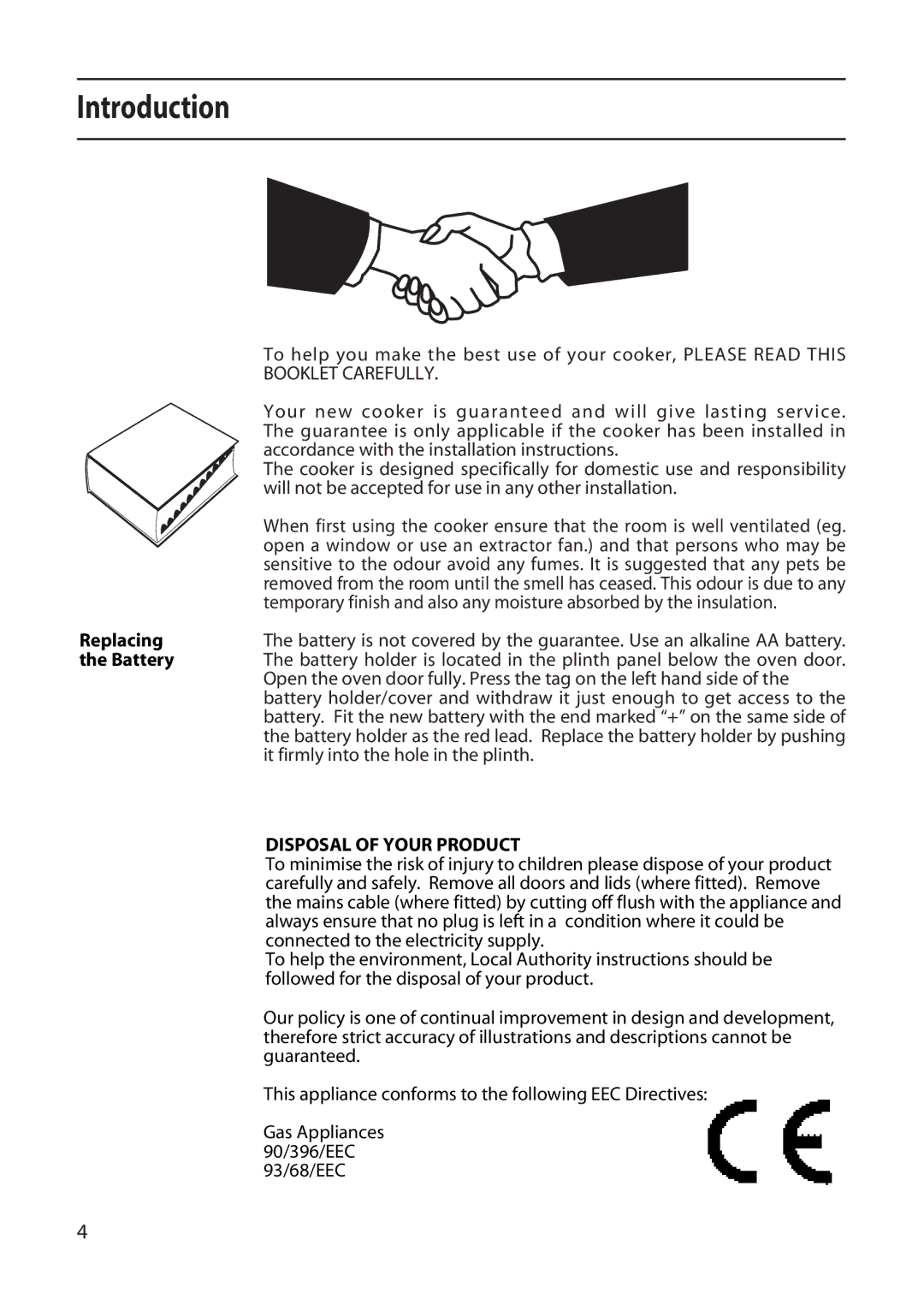 Creda X152 installation instructions Introduction, Replacing, Battery 