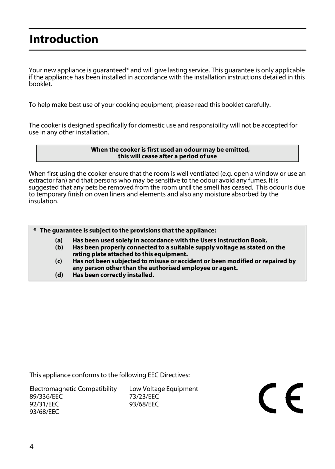 Creda X153E, X156E, X253E manual Introduction, 89/336/EEC 73/23/EEC 92/31/EEC 93/68/EEC 