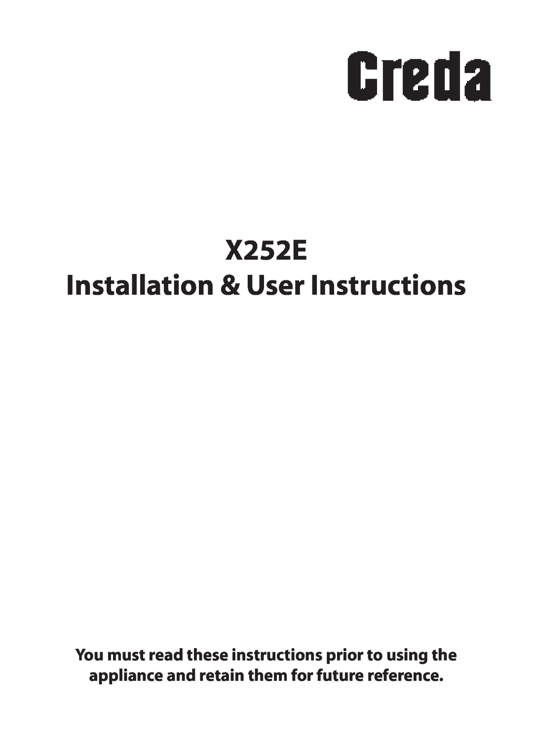 Creda manual X252E Installation & User Instructions 
