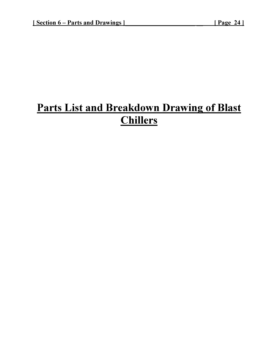 Cres Cor CCBC-4-35, CCBC-12-75, CCBC12-UA-100 service manual Parts List and Breakdown Drawing of Blast Chillers 