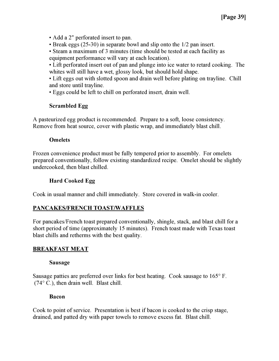 Cres Cor CCBC-4-35, CCBC-12-75, CCBC12-UA-100 service manual Pancakes/French Toast/Waffles, Breakfast Meat 