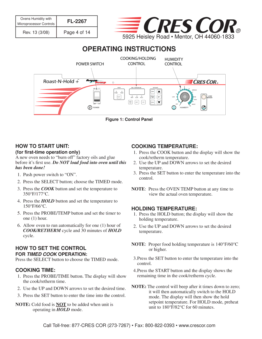 Cres Cor CO151HWUA6B-Q1, CO151FPWUA12B-Q1, RO151FPWUA18B-Q1, CO151FWUA12B-Q1, RO151FW1332B-Q1 manual Operating Instructions 