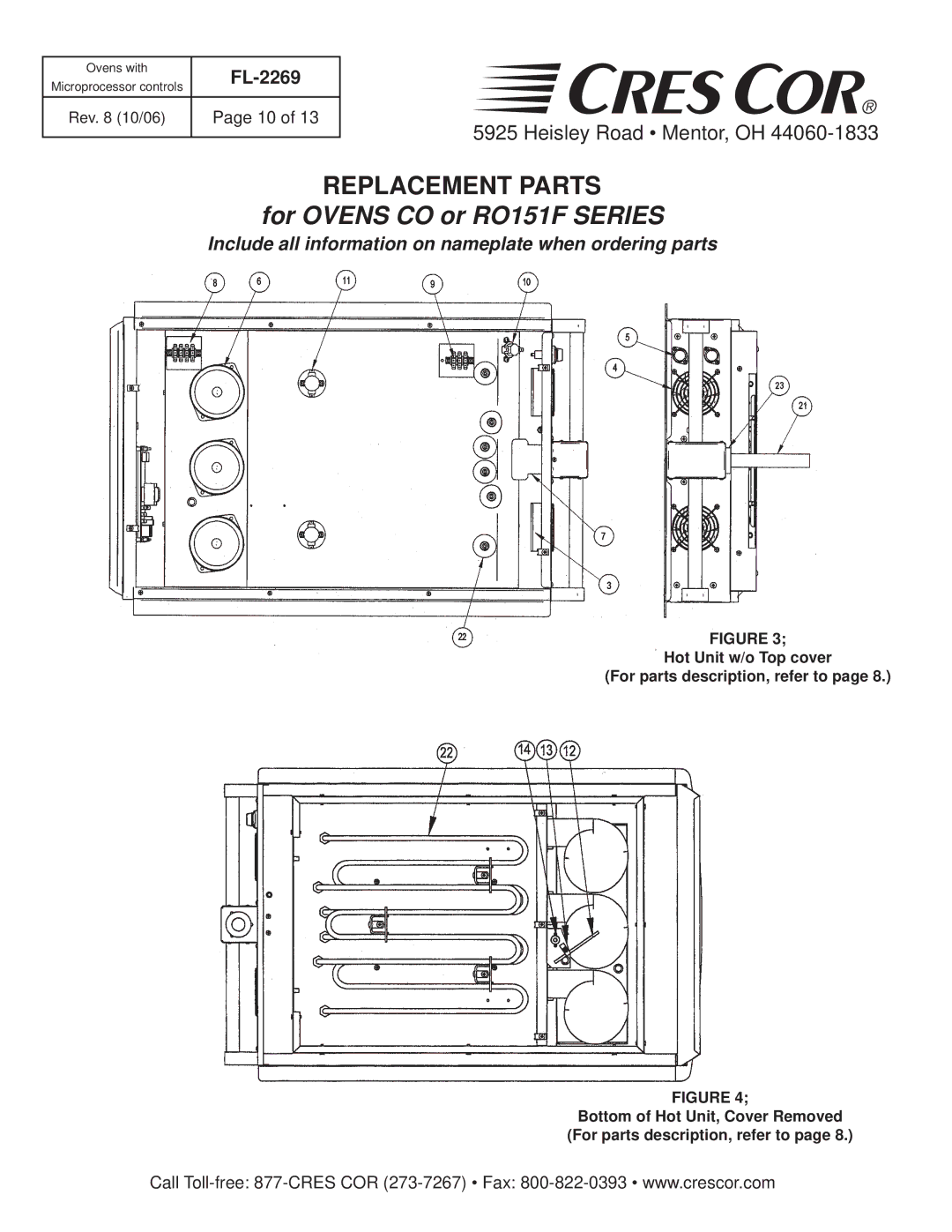 Cres Cor CO151H189B-Q1 manual For Ovens CO or RO151F Series 