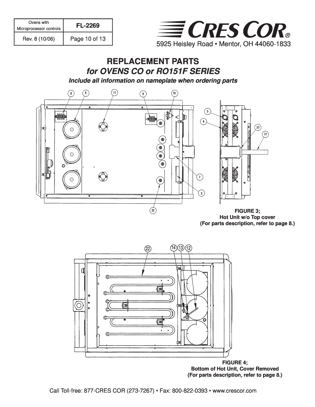 Cres Cor CO151H189B-Q1 for OVENS CO or RO151F SERIES, Page 10 of, Replacement Parts, Heisley Road Mentor, OH, FL-2269 