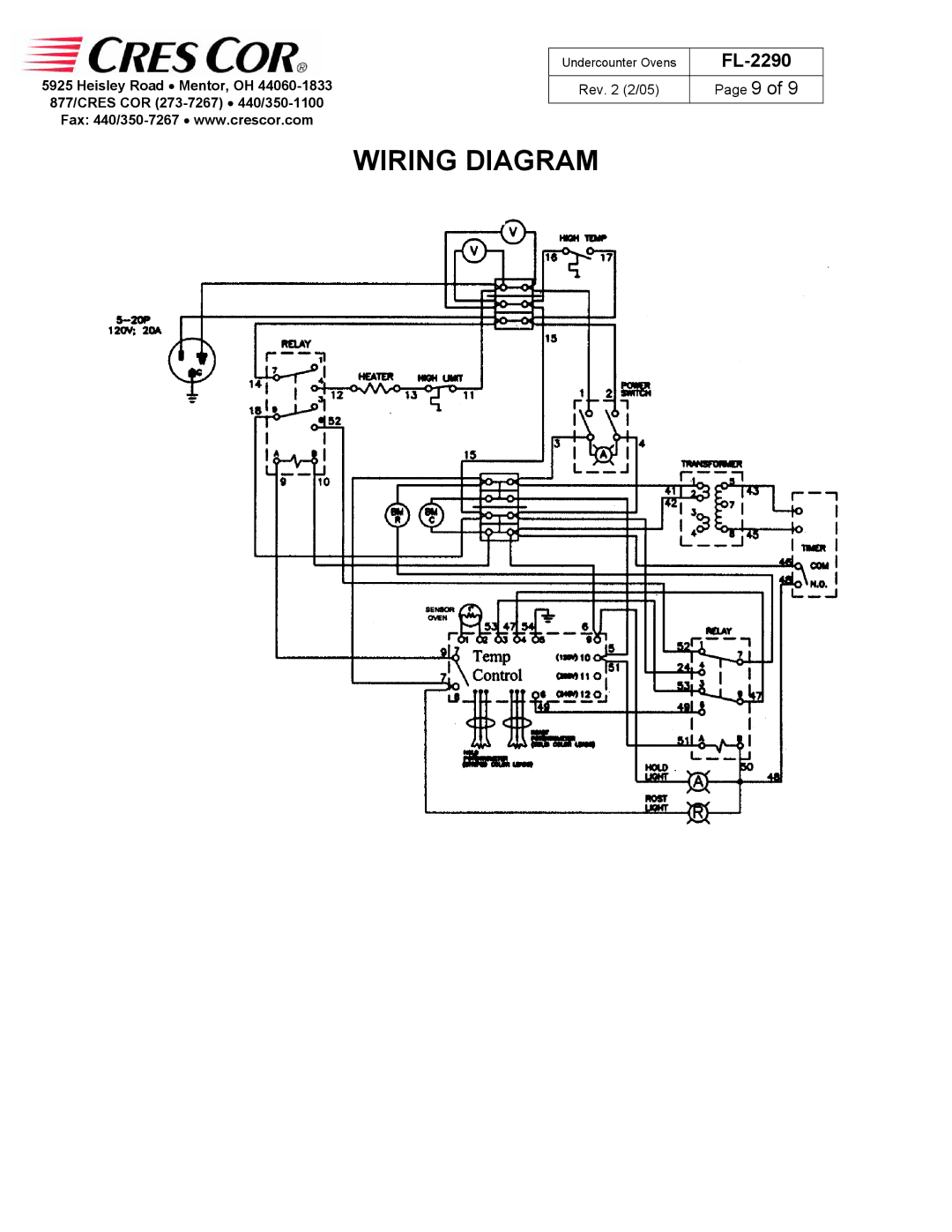 Cres Cor CO151XUA5B, CO151X185B manual Wiring Diagram 