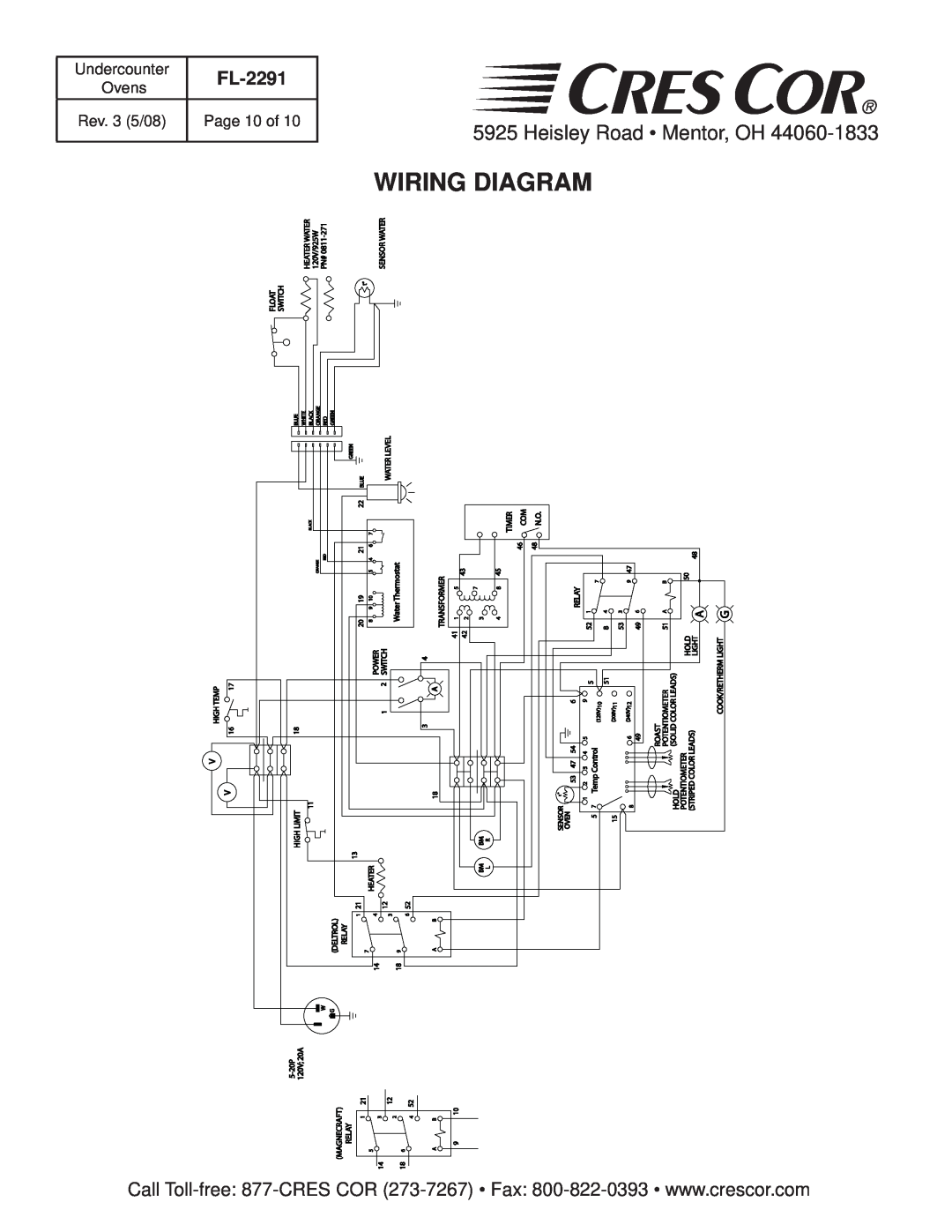 Cres Cor FL-2291 manual Wiring Diagram, Heisley Road Mentor, OH 