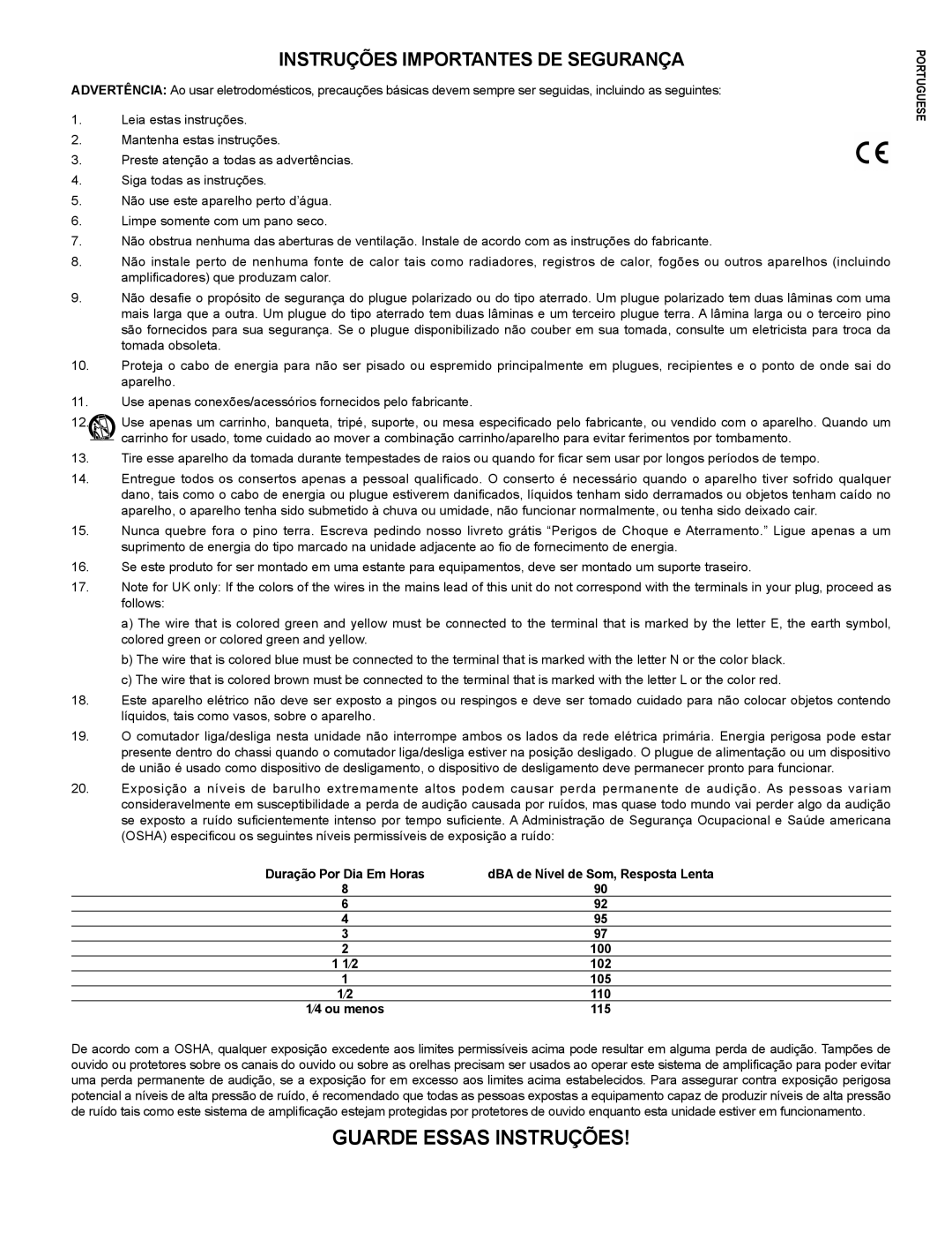 Crest Audio CC 1800, CC 5500, CC 2800, CC 4000 owner manual Guarde Essas Instruções 