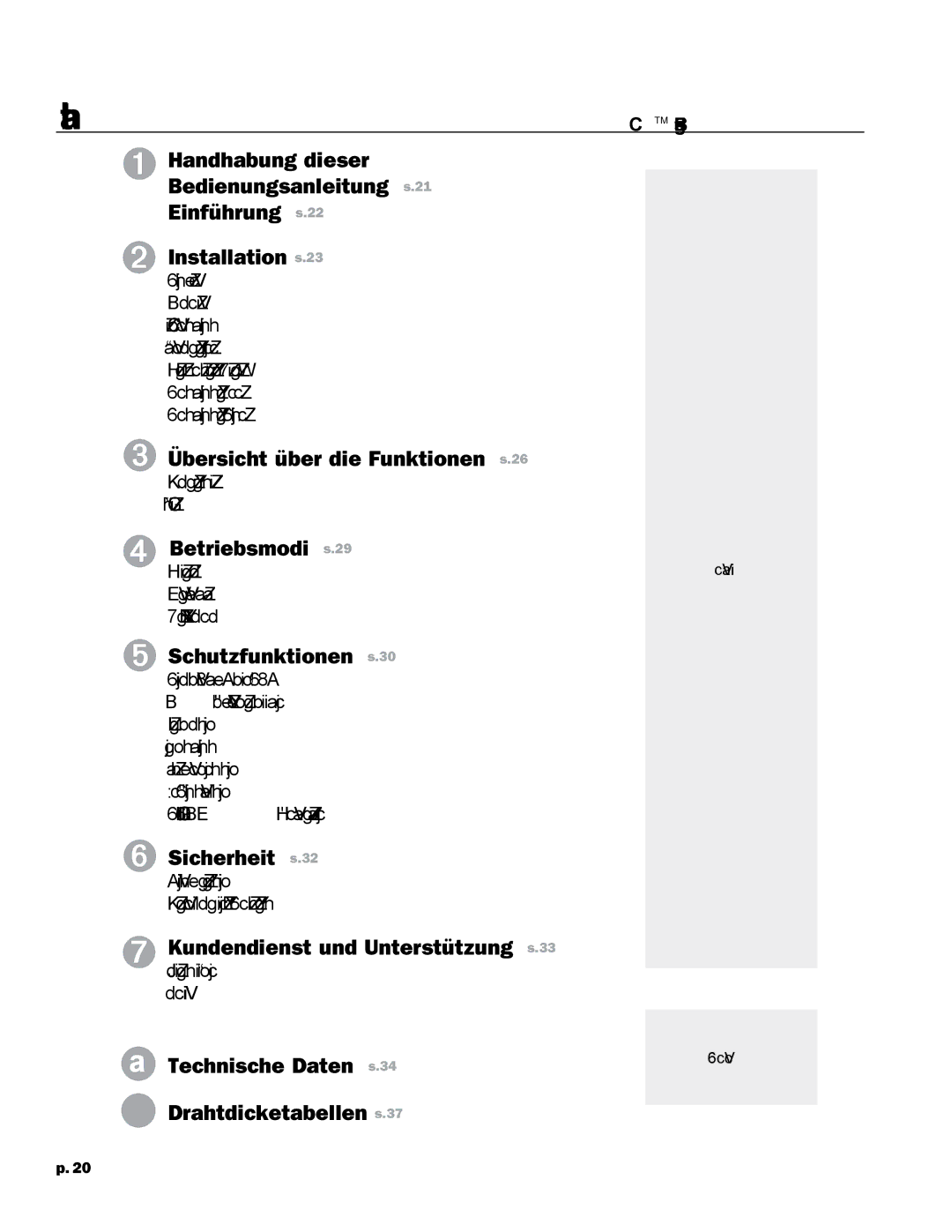 Crest Audio CC 5500, CC 2800, CC 4000, CC 1800 owner manual Inhalt, Handhabung dieser Bedienungsanleitung s.21 Einführung s.22 