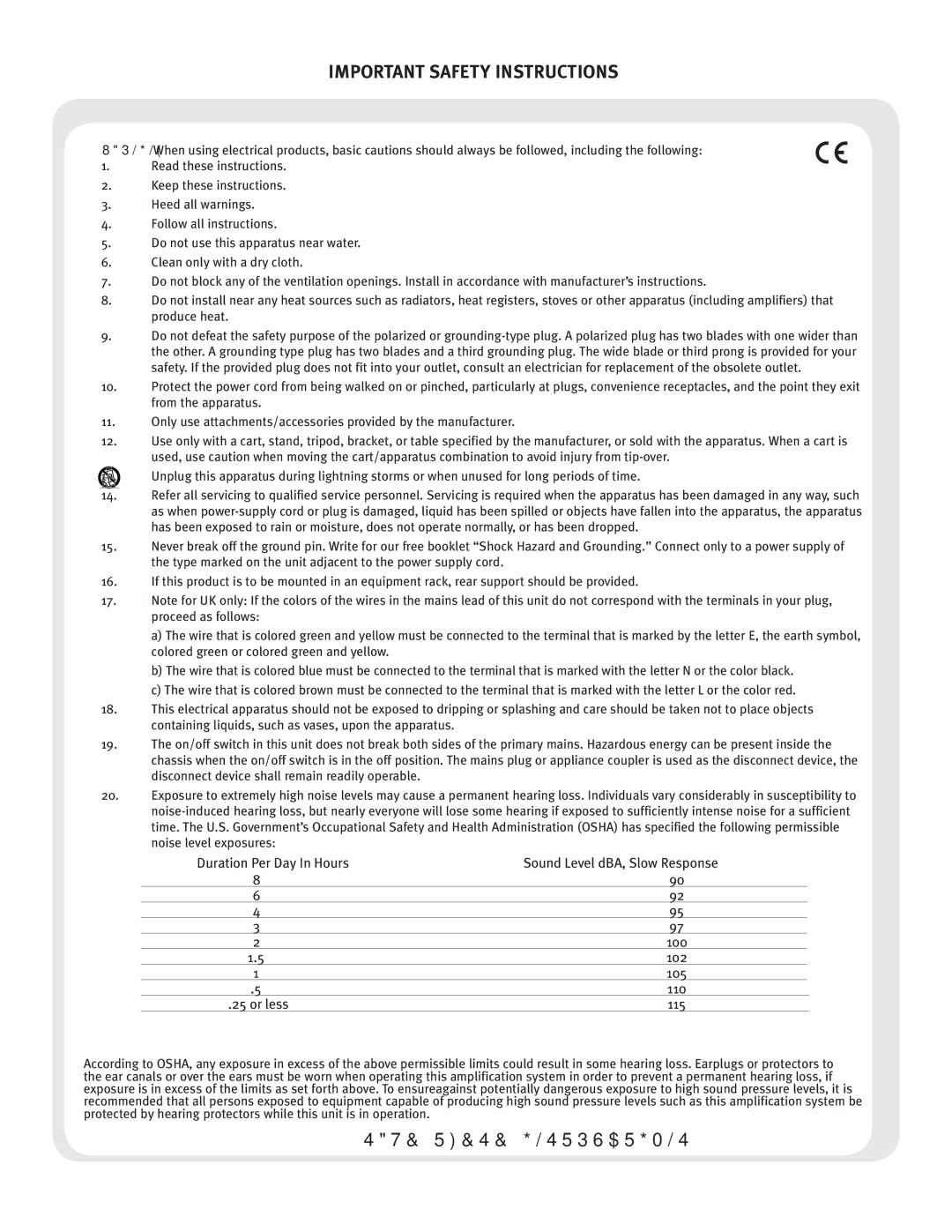 Crest Audio CPX 3800 owner manual Important Safety Instructions 