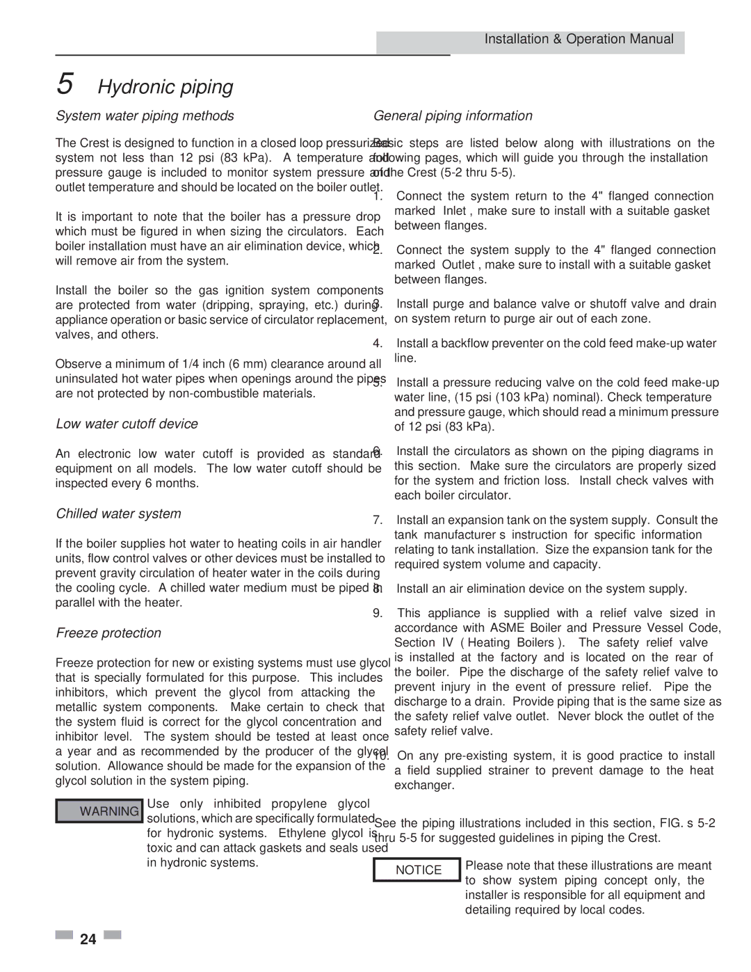 Crestron electronic 1.5, 3.5, 2.5 service manual Hydronic piping 