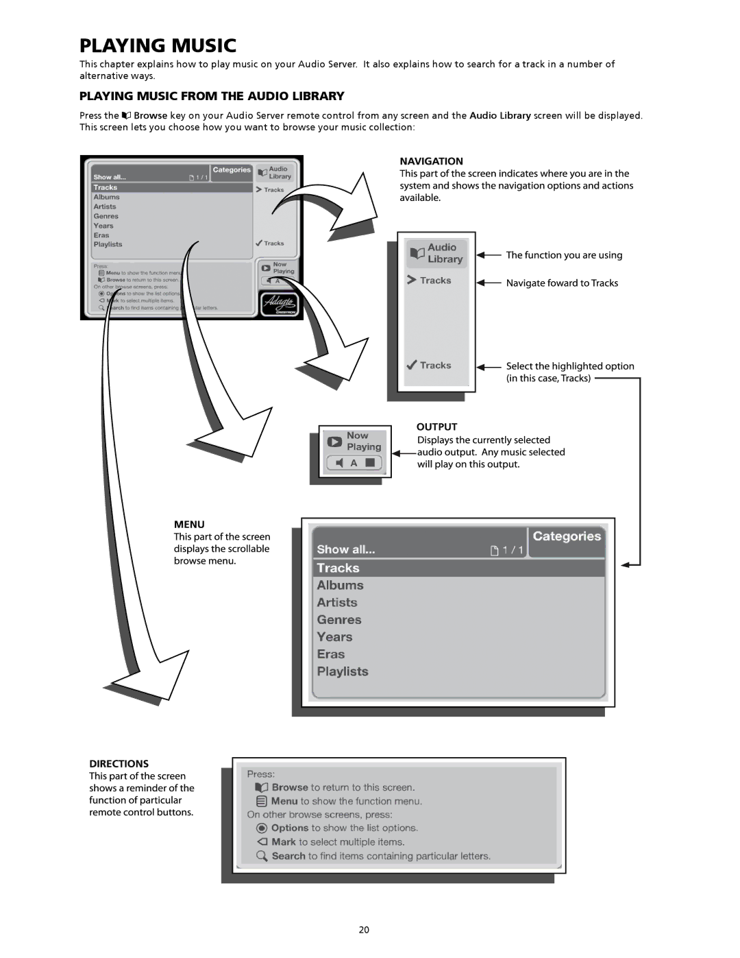 Crestron electronic AAS-2, AAS-4, AAS-1/2/4 manual Playing music from the audio library 