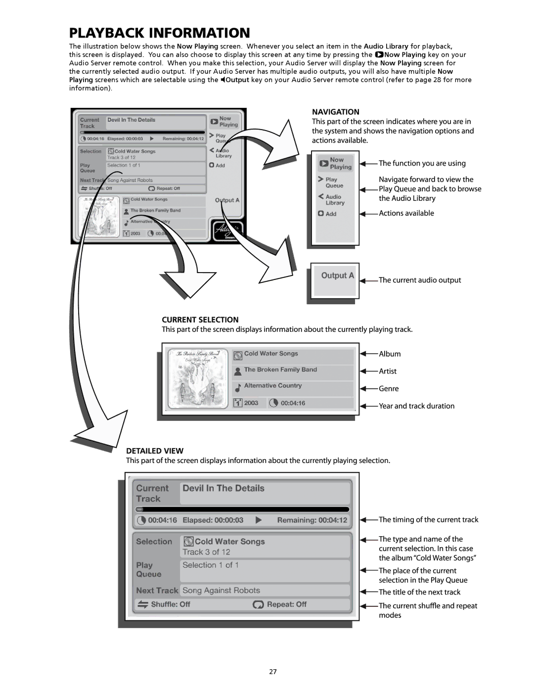 Crestron electronic AAS-1/2/4, AAS-2, AAS-4 manual Playback information 