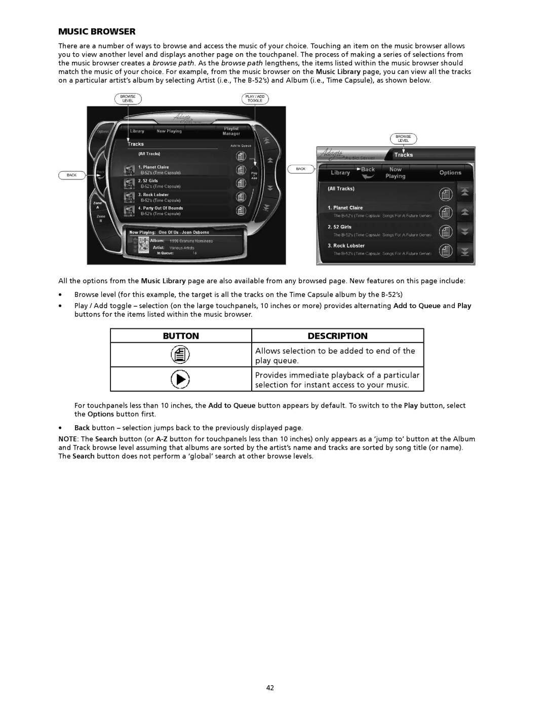 Crestron electronic AAS-4, AAS-2, AAS-1/2/4 manual Music Browser, Selection for instant access to your music 