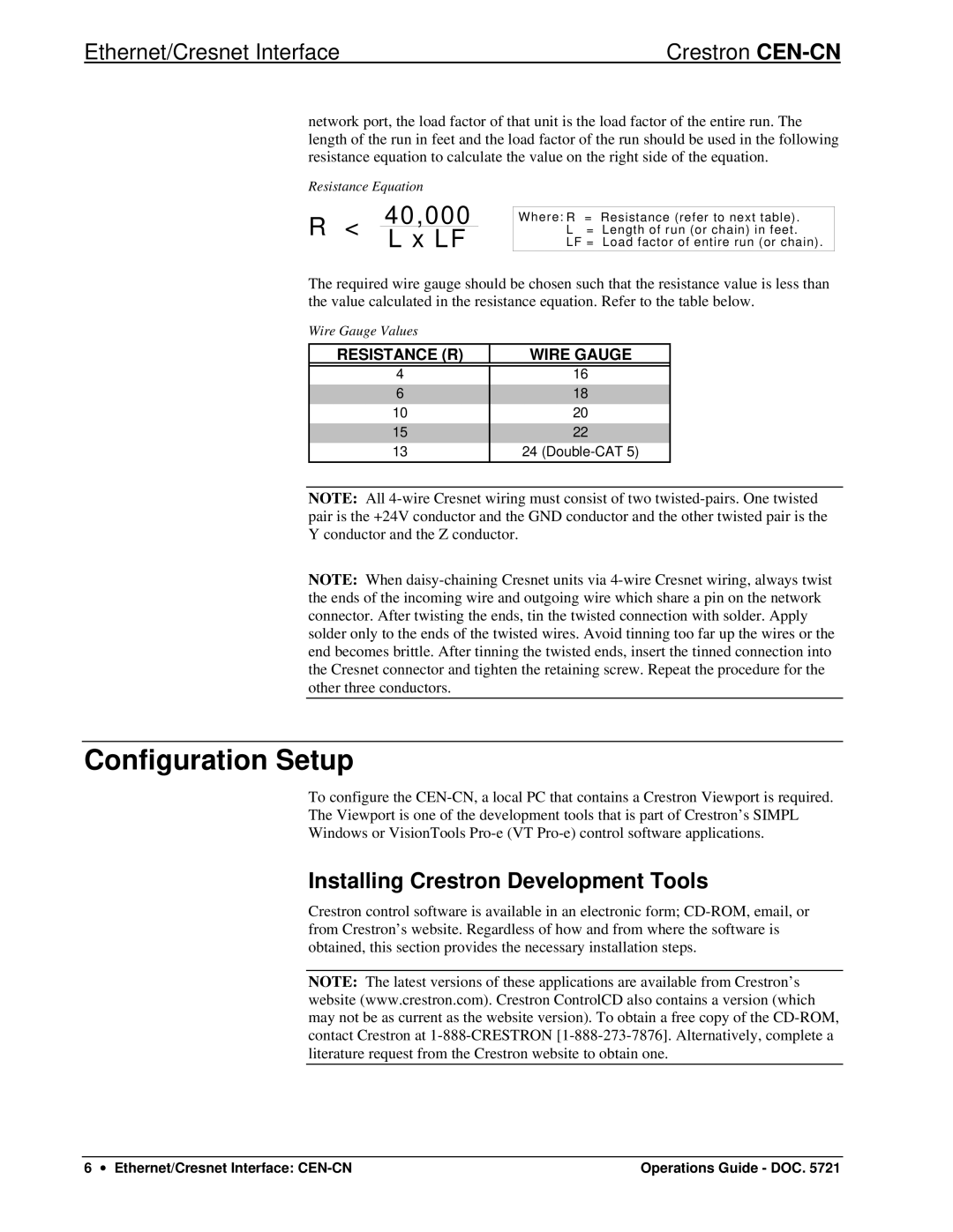 Crestron electronic CEN-CN manual Configuration Setup, Installing Crestron Development Tools 